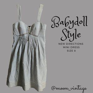 New Directions Babydoll Style Mini Striped Dress
